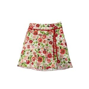K-Mode Floral A-Line Skirt Size L Made in USA Cottagecore